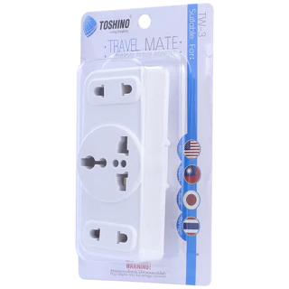 ปลั๊กแปลงขาแบน 3P มีขากราว ยี่ห้อ Toshino รุ่น TW-3B ขนาด 3 ช่อง มีแบบ 2/3 ขา รองรับไฟ 2000 วัตต์