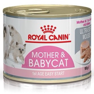 Royal Canin Mother &amp; Babycat Mousse 195g รอยัล คานิน อาหารเปียกแมวกระป๋อง สำหรับลูกแมว แม่แมวให้นม