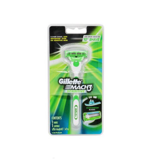 GILLETE Green Mach 3 Sensitive Razor 1 UPยิลเลตต์ด้ามมีดโกนหนวดมัคทรีเซนซิทีฟ 1ด้าม