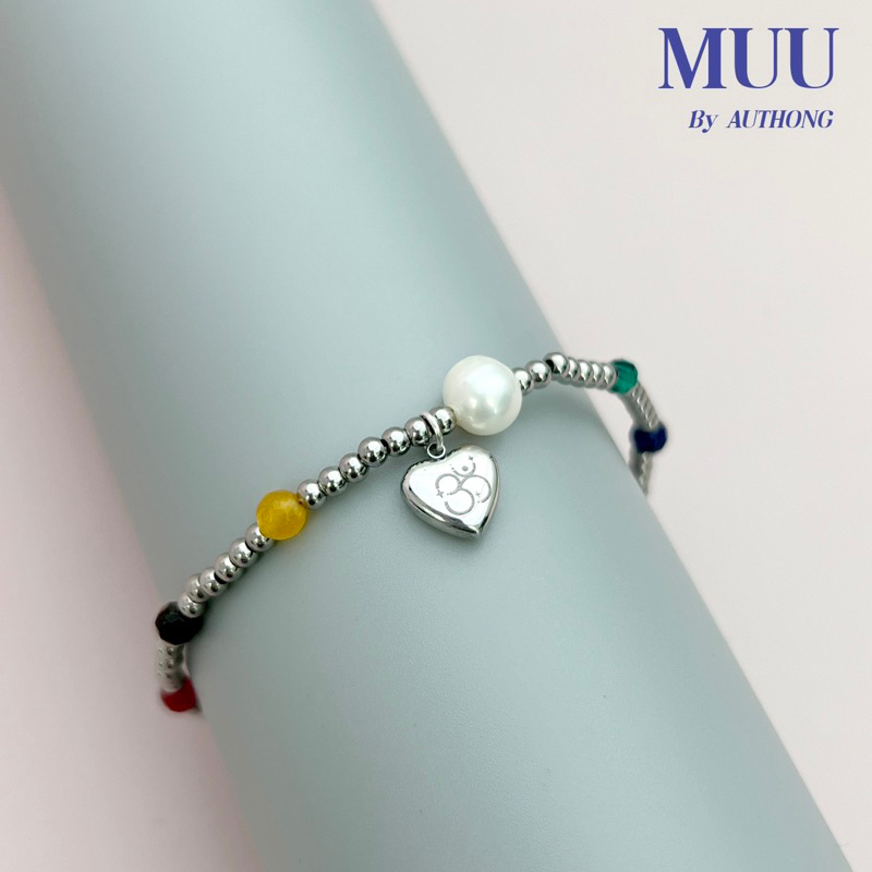 กำไลข้อมือ พระแม่ลักษมี & พระพิฆเนศ Lucky Stone (หินนำโชค) Stainless Steel Silver Color