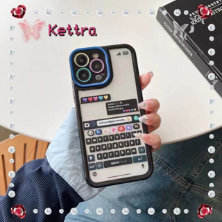 💜Kettra💜ป้องกันการหล่น ขอบเต็ม iPhone 11 14 pro max ความคิดสร้างสรรค์ กล่องโต้ตอบ ขอบสีดำ case for iPhone 12 13