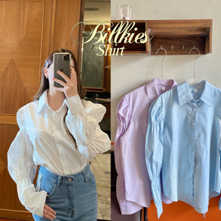 chuuchop_พร้อมส่ง(C7975)🐇🤍Billkies Shirts เสื้อเชิ้ตสีขาวแขนตุ๊กตา สไตล์เกาหลี มี 3 สี