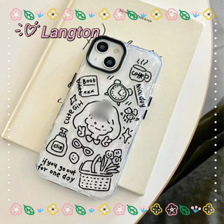 🌈Langton🌸ขอบเต็ม ป้องกันการหล่น iphone 11 14 pro max การ์ตูน เคสใส เล็กและสด หวานสวย เส้นขอบโปร่งใสcase for iPhone 12 13