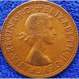 เหรียญ​สหราช​อาณาจักร​ UK, 1​ Penny, (Queen Elizabeth), #​1960T, ใช้แล้ว​