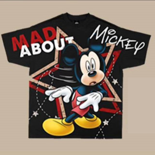 Power 7 Shop เสื้อยืดการ์ตูน ลาย MICKEY MOUSE ลิขสิทธ์แท้ DISNEY ตะเข็บเดี่ยว (MOP-002)