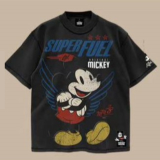 Power 7 Shop เสื้อยืดการ์ตูน ลาย MICKEY MOUSE ลิขสิทธ์แท้ DISNEY งานวินเทจ เย็บกลับตะเข็บ ฟอกเฟด-สีดำ  (MPX-002)