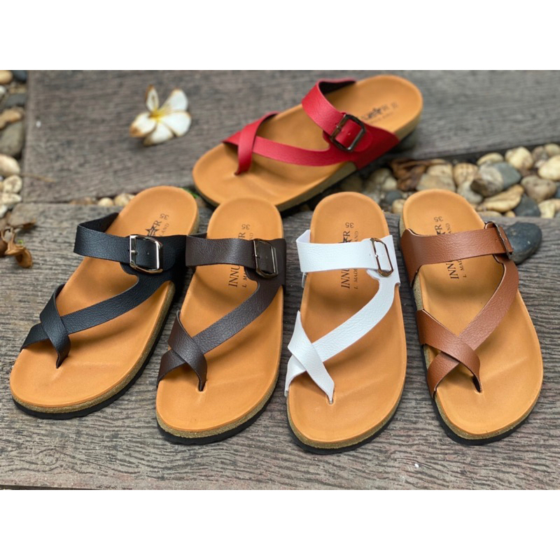 พร้อมส่ง 🚘 ส่งเร็ว  💕💕รองเท้าไบเก้นไขว้โป้งสายหนัง ไซส์ 35-41