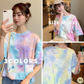 💥HOT SALE💥เสื้อคอกลมแขนสั้น ลายมัดย้อม 3 สี