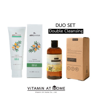 DUO SET - Double Cleansing Minaki เพียวริคลีนซิ่ง &amp; Arganna เจลล้างหน้าอาร์แกนออยล์ ทำความสะอาดผิวหน้า