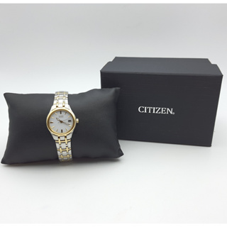 นาฬิกา CITIZEN WOMENS EW1264-50A ECO DRIVE WHITE DIAL TWO TONE STAINLESS STEEL WATCH 25 MM พร้อมกล่อง (ใหม่)