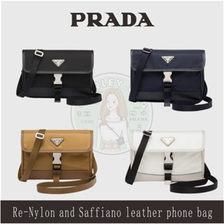 Hot sale Authentic PRADA In stockRe-Nylon Regenerated nylon and leather mobile phone bag/chest bag