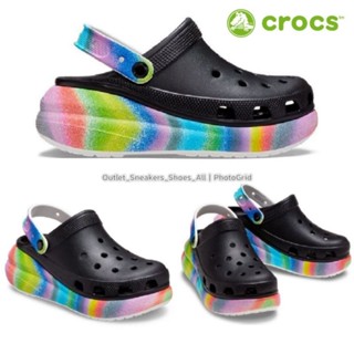 รองเท้า Crocs Classic Crush Spray Dye Clog in Black Multi Women ส่งฟรี