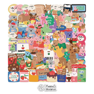 ʕ •ᴥ•ʔ ✿ พร้อมส่ง : สติ๊กเกอร์กันน้ำเซ็ทหมีและคุ้กกี้ | Bear &amp; Cookie Waterproof Decoration Sticker Set.