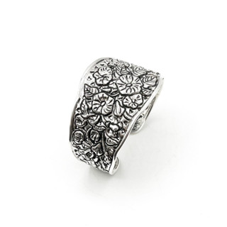 กำไลลายดอกผักบุ้ง กำไลลายดอกไม้ กำไลตอกลาย กำไลเงินแท้ 925 : 925 Sterling Silver Bangle Flower Collection [GSPP0435]