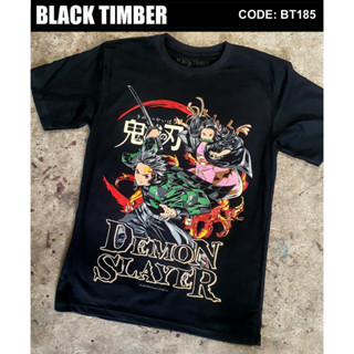 BT 185 Demon Slayer เสื้อยืด สีดำ BT Black Timber T-Shirt ผ้าคอตตอน สกรีนลายแน่น S M L XL XXL