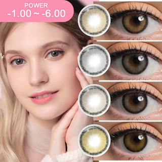 Magistert คอนแทคเลนส์สายตาสั้นแห่งปี (0.00~-6.00) Dubai 14.0/14.5 mm กล่องเลนส์ฟรี สีน้ำตาล, สีเทา（1คู่+ฟรีกล่อง）