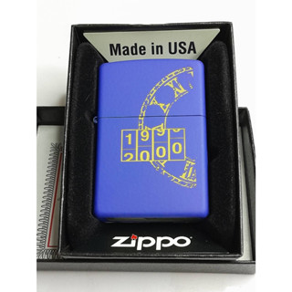 ZIPPO 229  MILLENNIUM  ROYAL BLUE MATTE LASER ENGRAVE   สีน้ำเงินเมทาลิค ลายแบบเลเซอร  ผลิตปี2016  ของใหม่