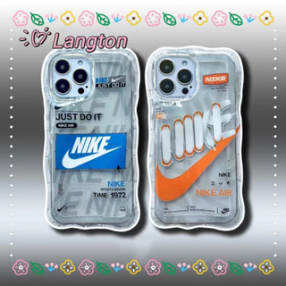 🌈Langton🌸ขอบเต็ม ป้องกันการหล่น iphone 11 14 pro max ความคิดสร้างสรรค์ แบรนด์ไทด์ เคสใส เรียบง่าย case for iPhone 12 13