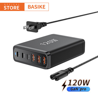 Basike Adapter หัวชาร์จรถยนต์ ที่ชาร์จรถยนต์ usb ในรถยนต์ 120W GaN5 USB C Fast Charger Triple-port Quick Charger