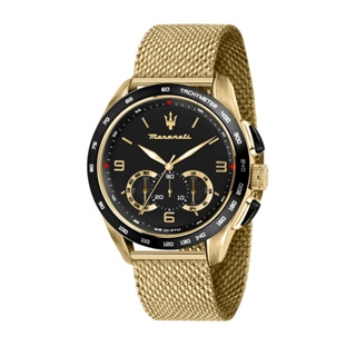 [2 Years Warranty] Maserati Traguardo 45mm Gold Steel Mens Chronograph Quartz Watch R8873612010