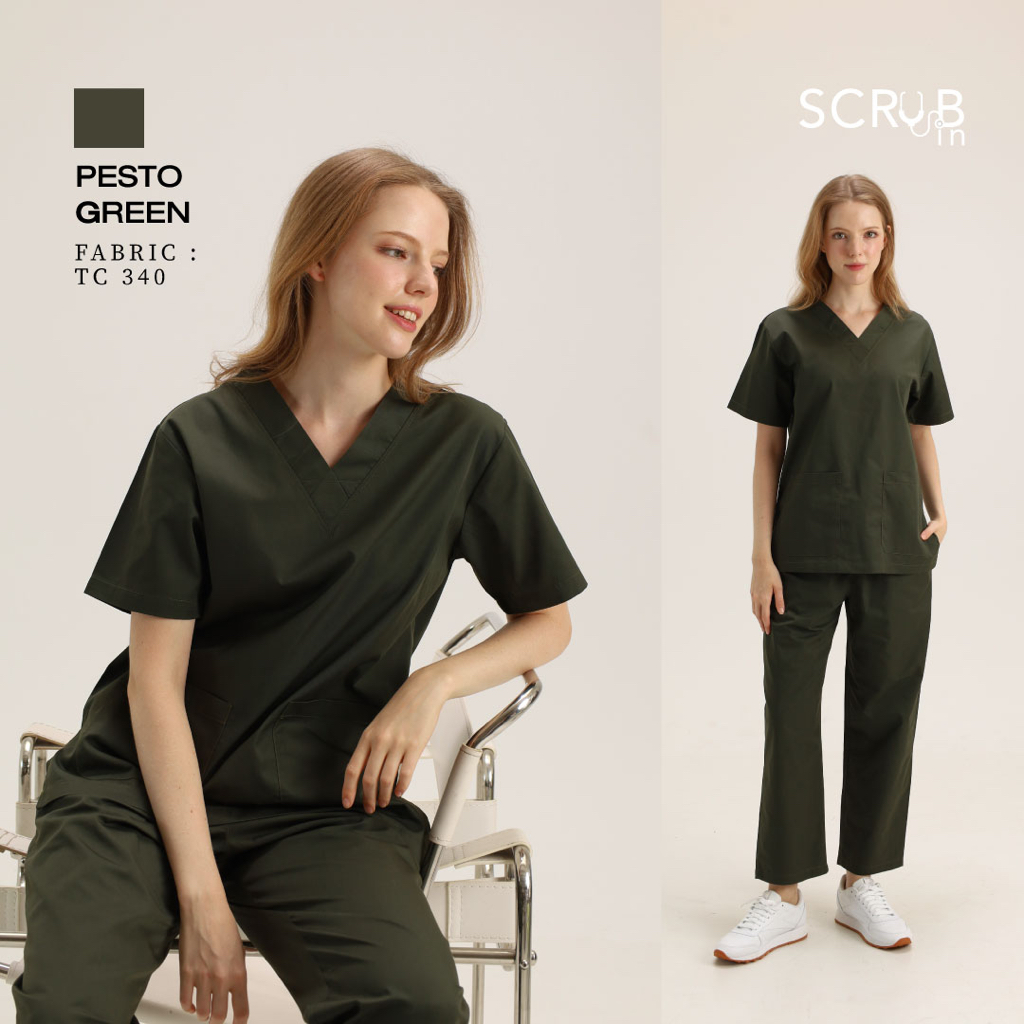 Scrub in | เสื้อ-กางเกงสครับ unisex สี Pesto รุ่น TC340