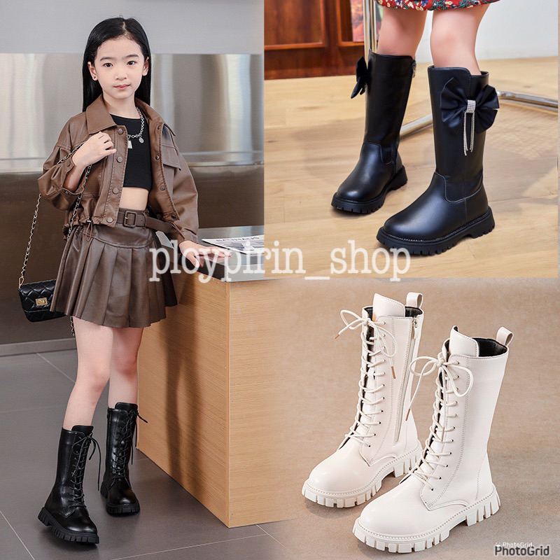 ส่งจากไทย🔥ส่งทุกวัน รองเท้าบูทเด็ก  ใส่ได้ทั้งหญิงและชาย มีซิปใส่ง่าย  ข้อยาว#บูทยาวเชือก