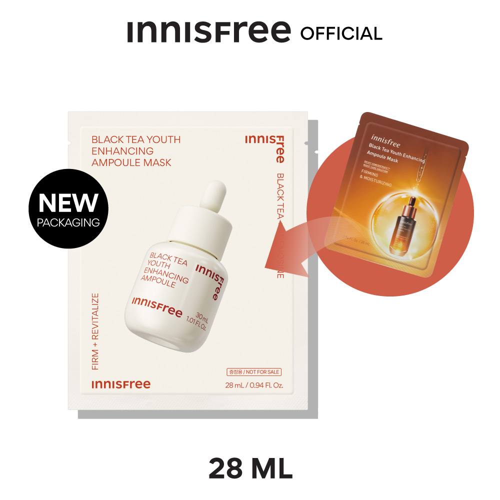 (10 แถม 10) innisfree Black tea youth enhancing ampoule mask อินนิสฟรี แบล็คที มาส์ก
