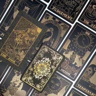 Gold Foil Tarot BLACK ไพ่ทาโรต์พลาสติกคลาสสิก กรอบทอง ไพ่ทาโรต์ ไพ่ทาโร่ ไพ่ทาโร่แท้ ไพ่ทาโร่น่ารัก สวย ไพ่ยิปซี ของแท้