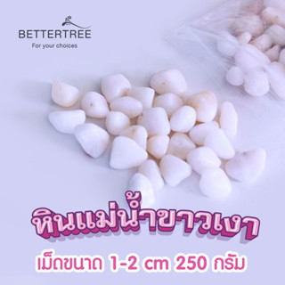 หินขาวขนาด 1-2 cm คละกัน  250 กรัม หินกระบองเพชร หินใส่กระถางเล็กๆ หินแม่น้ำ หินใส่แจกัน หินตกแต่งสวนถาด หิน หินสี  ต้นไ