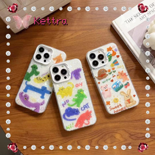 💜Kettra💜ป้องกันการหล่น ขอบเต็ม iPhone 11 14 pro max การ์ตูน ความคิดสร้างสรรค์ ลูกสุนัข สีสัน case for iPhone 12 13