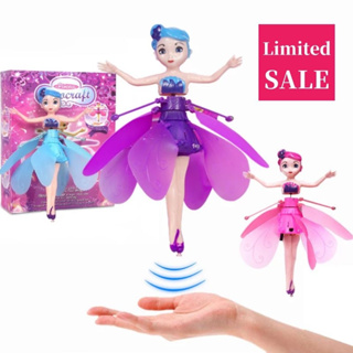 Enjoydays Flying Fairy Princess Frozen Barbie Doll with LED Lighting Infrared Induction Control RC Helicopter