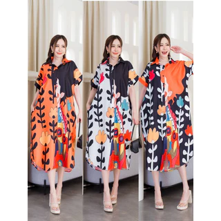 เดรสปกเชิ้ตทรง oversize ผ้าไหมอิตาลี มีน้ำหนัก สวยมากๆ ค่า ใส่ปล่อยๆ น่ารักมากๆ จัดด่วน หมดแล้วหมดเลยน๊า