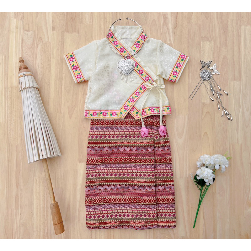 ชุดไทยใส่ไปโรงเรียน ชุดล้านนาเด็ก ชุดพื้นเมืองเด็ก - รูปที่ 2