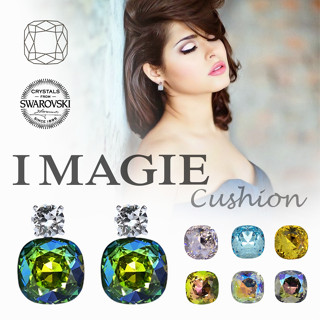 IMAGIE ต่างหูระย้า cushion 12mm หลากสี