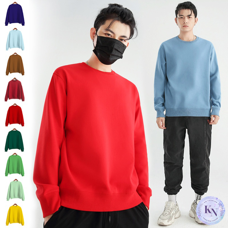 Korea NEW เสื้อกันหนาวชาย ทรงโอเวอร์ไซส์ แขนยาวจั๊ม ผ้าสำลีหนานุ่ม 18 สี แฟชั่นผู้ชาย 1