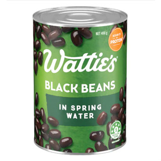 วัตตี้ ถั่วดำในน้ำแร่กระป๋อง 400 กรัม - Black Beans in Spring Water 400g Watties brand