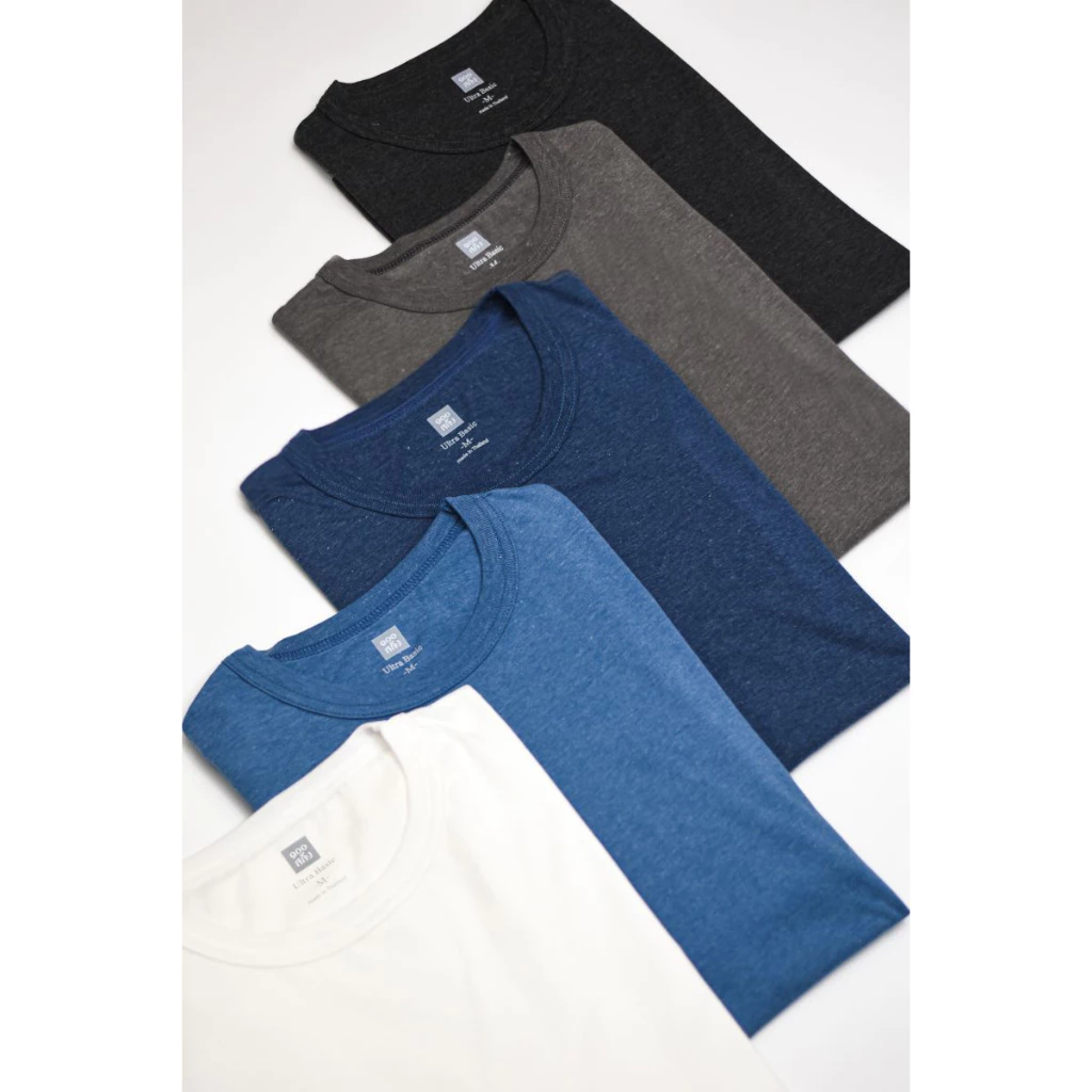 100Salueng (SET 5 ตัว ครบสี) เสื้อยืดคอกลม แขนสั้น ผ้าใส่โคตรนิ่ม ultra basic ใส่ได้ทุกเพศ ทุกวัย รอบอก 36-50 นิ้ว