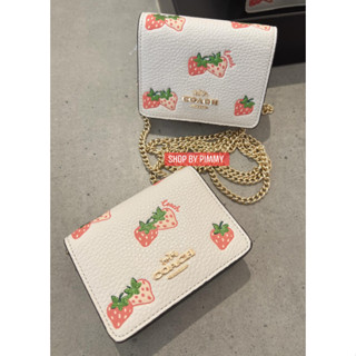 Mini Wallet On A Chain With Strawberry Print