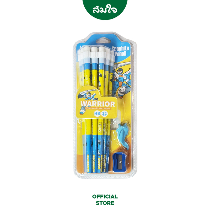 DG ART ชุดดินสอไม้ HB 12แท่ง พร้อมยางลบและกบเหลา WARRIOR LT MG121208-E