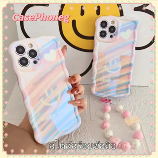 🍑CasePhoneg🍑สไตล์สร้อยข้อมือ iPhone 11 14 pro max ป้องกันการหล่น ขอบเต็ม สีสัน เรียบง่าย ระลอก case for iPhone 12 13