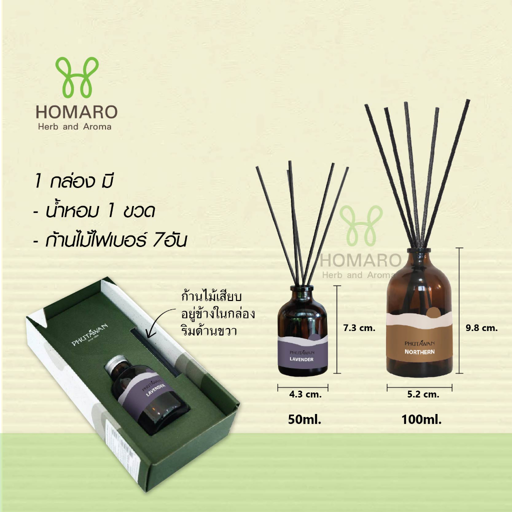 ก้านไม้หอมปรับอากาศ 50 ml Phutawan Aroma Reed Diffuser