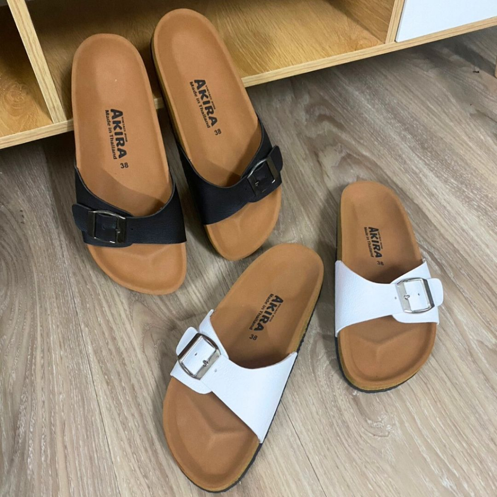 รองเท้าแตะ KIMBER สไตล์ไบเก้น 1 เข็มขัด พื้นน้ำตาล ทรงแฟชั่น เบา ใส่สบาย - รูปที่ 4