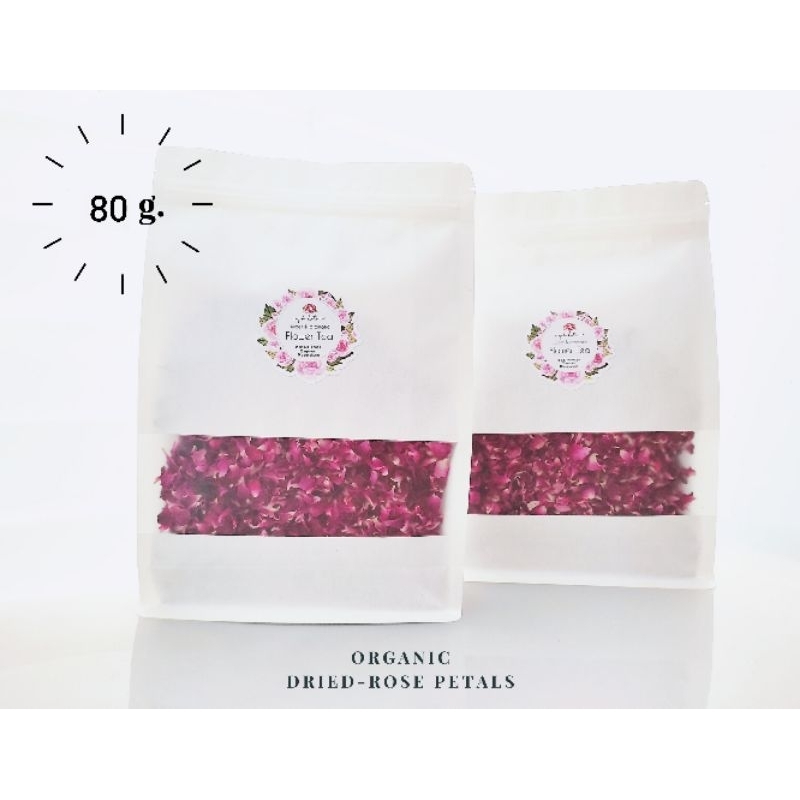 กุหลาบออร์แกนิค กลีบกุหลาบภูกิติ ใส่ในอาหาร ขนม เครื่องดื่ม ชากุหลาบ dried-rose petals มอญ