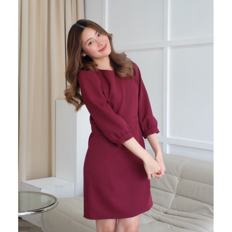 Restock Timetoeve - Amy Dress เดรสแขนยาวป้ายหน้าซับในทั้งตัว