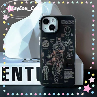 🌷Braylon🌷ขอบเต็ม ป้องกันการหล่น iphone 11 14 pro max ความคิดสร้างสรรค์ ไอรอนแมน เชิงนามธรรม สีดำ case for iPhone 12 13