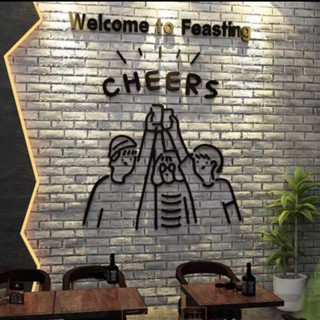 [MH] สติ๊กเกอร์อะคริลิค 3D ชนแก้ว 3 คน welcome to feasting