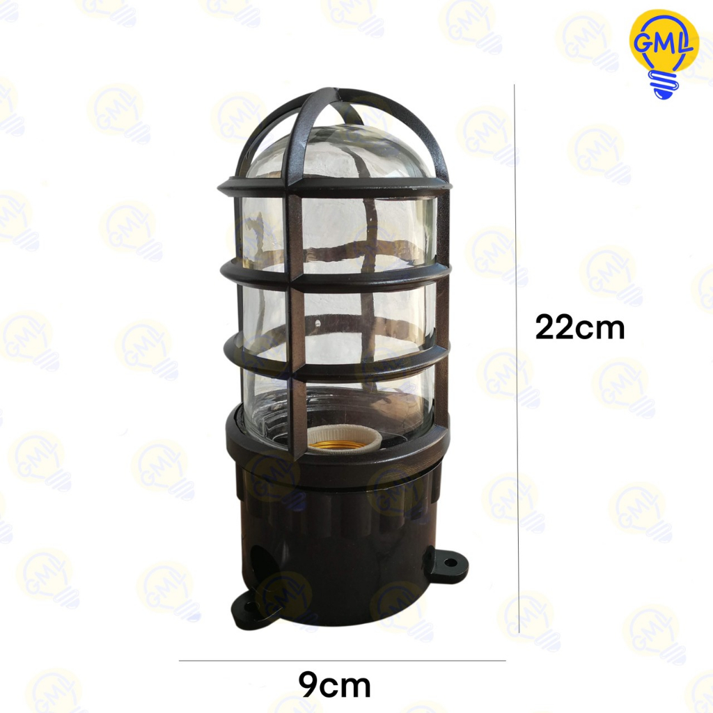 โคมหัวเสา กรงนก สีดำ แก้วใส (ไม่รวมหลอดไฟ) Pole Lamp