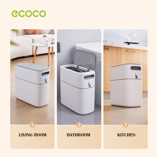 [พร้อมส่ง]Ecoco ถังขยะ ถังขยะสไตล์มินิมอล ขนาด 8ลิตร 12ลิตร ถังขยะพลาสติก พลาสติกหนา สวยงามเรียบหรูใช้ตกแต่งห้องได้