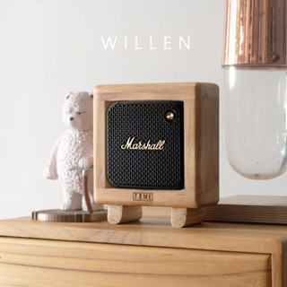 ชั้นวางลำโพง bluetooth สำหรับ MARSHALL Willen Black and Brass ตู้วาง ลำโพงบลูทูธ ลำโพงพกพา ลำโพง marshall ทำจากไม้สักแท้