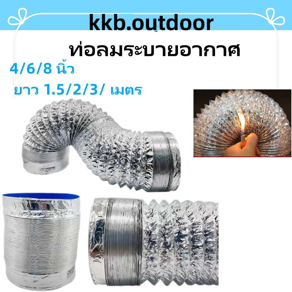 ท่อลมระบายอากาศ 4/6/8 นิ้ว ยาว 1.5/2/3/ เมตร ท่ออลูมิเนียม ท่อแอร์ ท่อระบายอากาศ ฟอยล์ล้วน ฟอยล์หุ้มพลาสติกพีวีซี